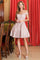 Cocktail Dresses Short Pleated Metallic Homecoming Glitter Prom Dress Rose