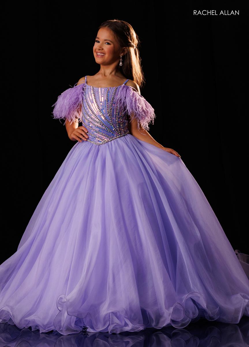 Off-the-Shoulder Floor-Length Tulle Ball Gown Rachel Allan 10344