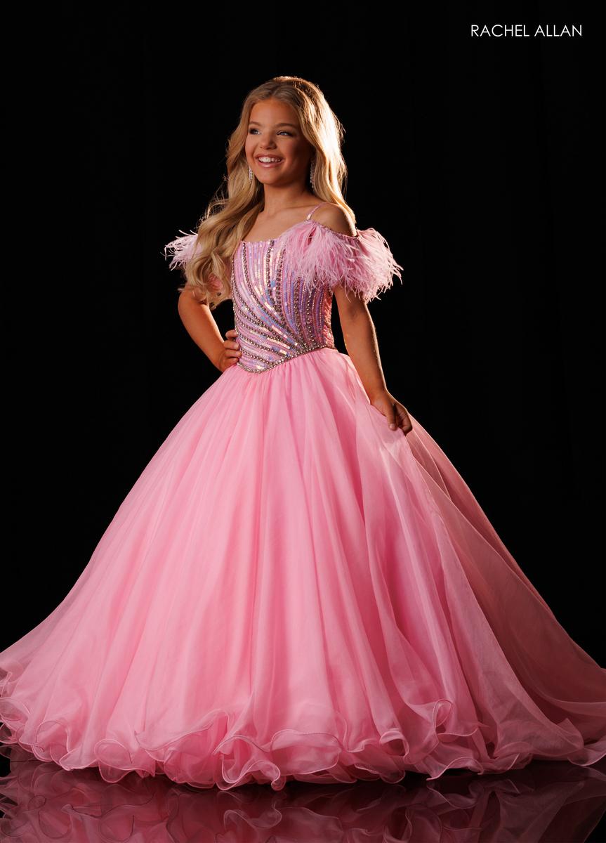 Off-the-Shoulder Floor-Length Tulle Ball Gown Rachel Allan 10344