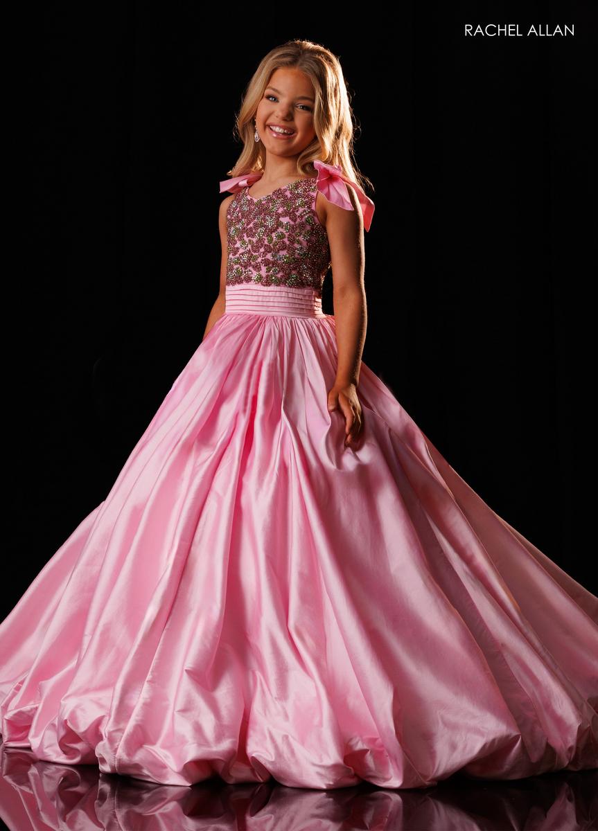 Scoop Floor-Length Satin Flower Girl Ball Gown Rachel Allan 10348