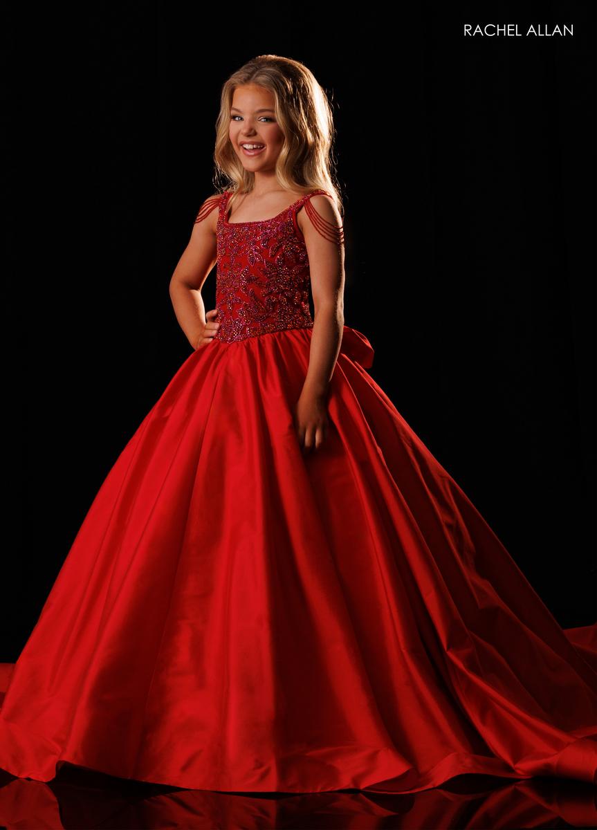 Scoop Floor-Length Satin Prom Ball Gown Rachel Allan 10356