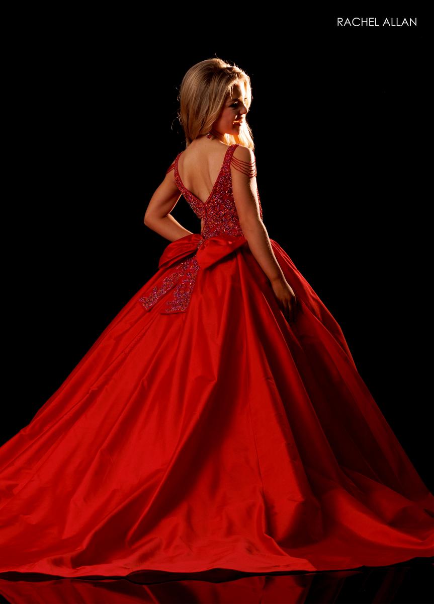 Scoop Floor-Length Satin Prom Ball Gown Rachel Allan 10356
