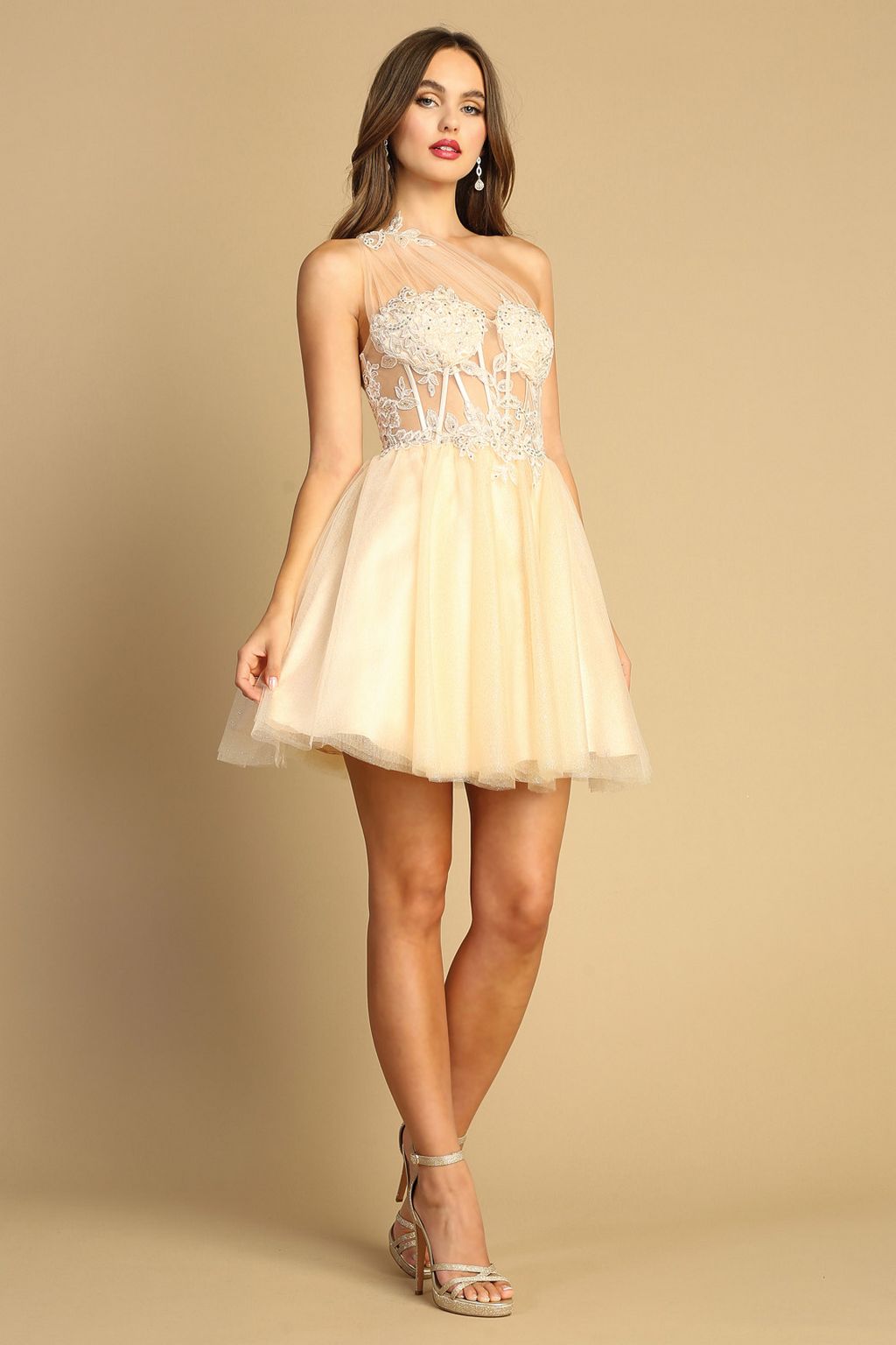 Adora 1040 Short Homecoming A Line Applique Corset Prom Dress
