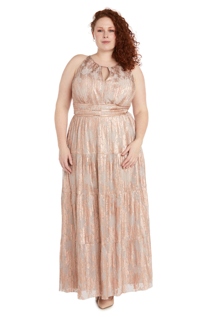 Plus Size Dresses Halter Foil Printed Plus Size Formal Evening Dress Rose/Gold