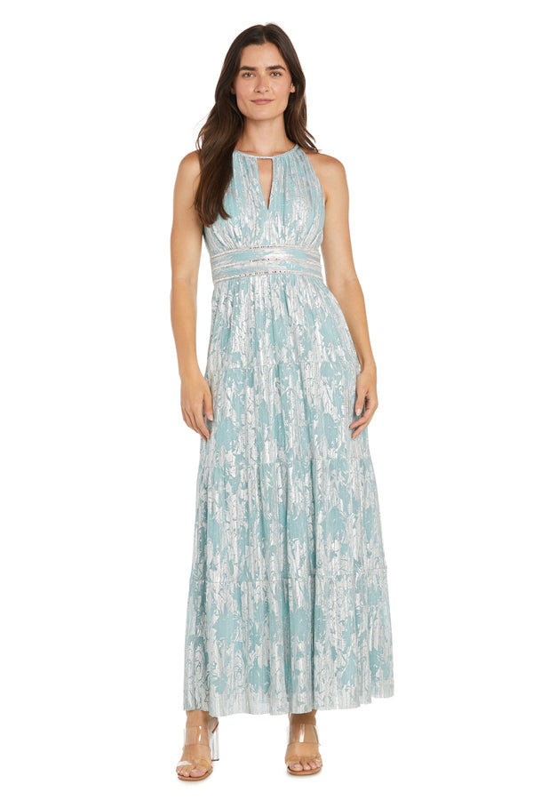 Long Formal Printed Evening Dress A Line R&M Richards 1043