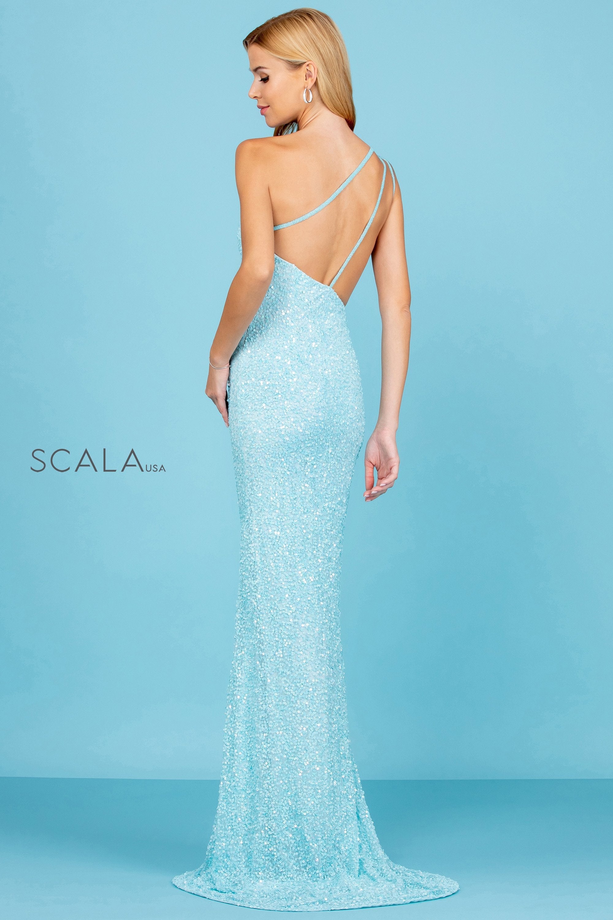 Prom Dresses Prom Fitted Slit Formal Evening Dress Sky Blue
