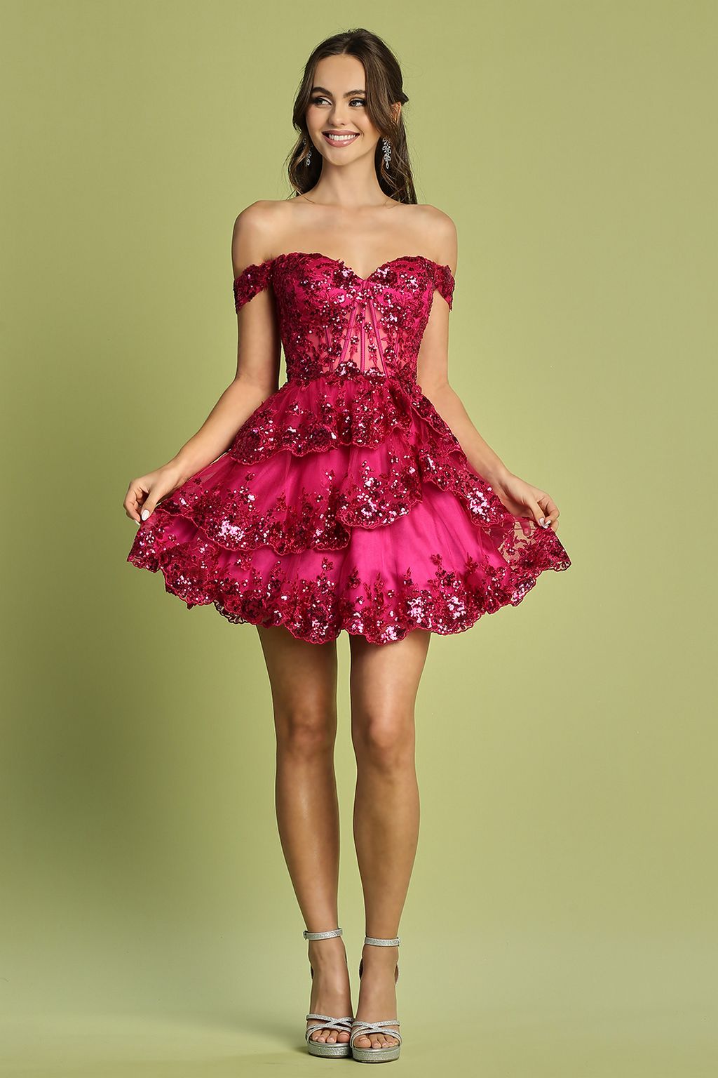 Adora Design 1051 Homecoming Short Sequin Applique Prom Dress