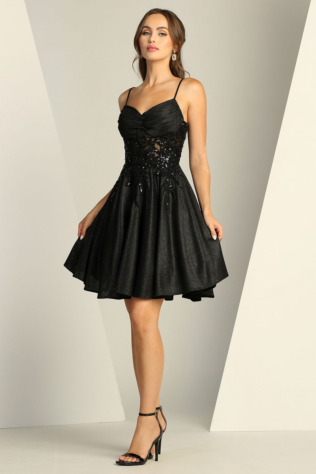 Adora 1058 Short Homecoming Glitter Corset Prom Dress