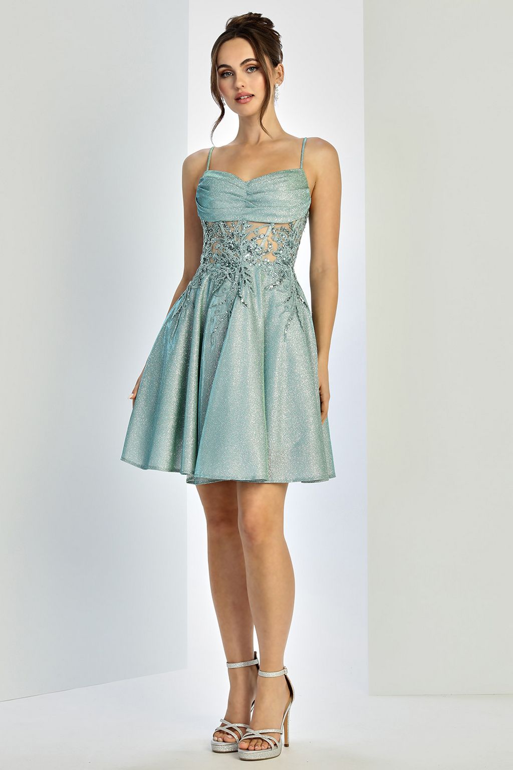 Adora 1058 Short Homecoming Glitter Corset Prom Dress