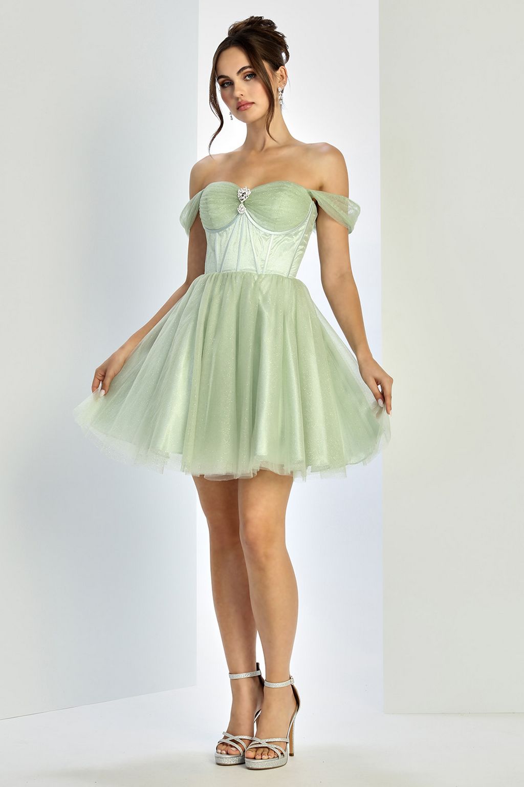 green emerald velvet dress Adora 3188 Long Slit Formal Pleated Prom Dress