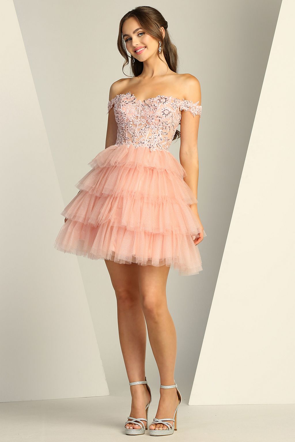 Adora 1061 Prom Short Glitter Applique Homecoming Cocktail Dress