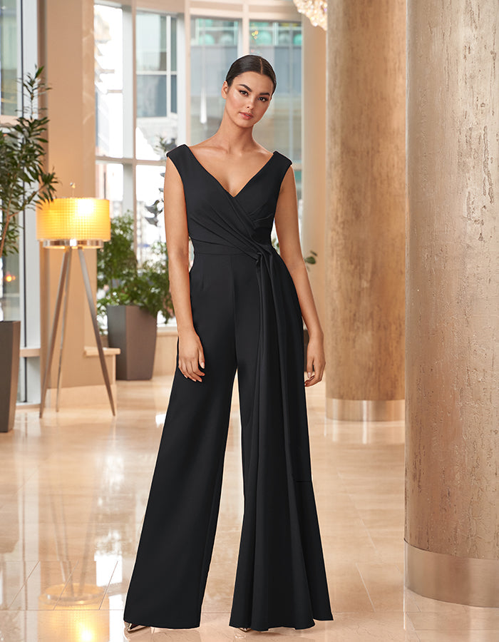 Alexander by Daymor 1063 Long Ruched Formal Jumpsuit - Fuchsia / 6 Alexander by Daymor 1063 Long Ruched Formal Jumpsuit - Fuchsia / 6
