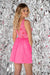 Cocktail Dresses Short Fitted Cocktail Beaded Dress Bright Pink