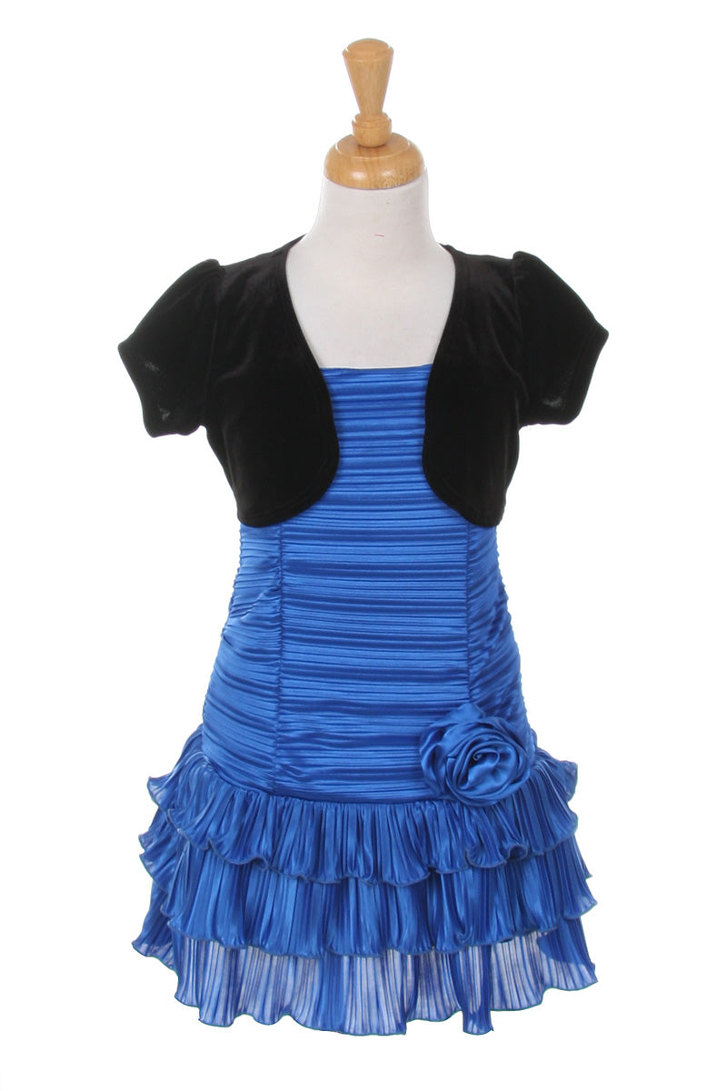 Spaghetti-Strap Knee-Length Pleated Girls Party Dress with Bolero Cinderella Couture 1072J