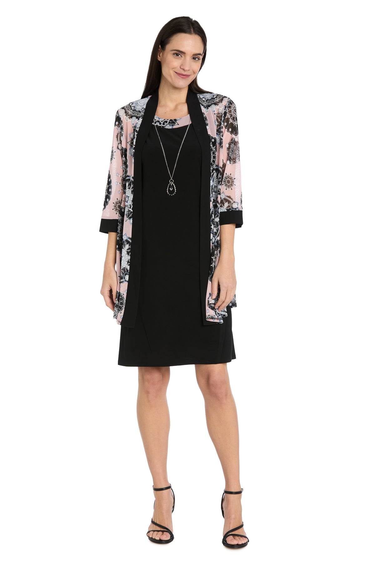 R&M Richards 1073P Two Piece Short Printed Jacket Petite Dress