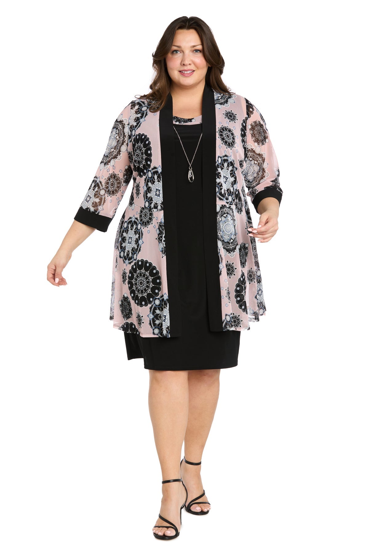 R&M Richards 1073W Printed Jacket Plus Size Short Dress