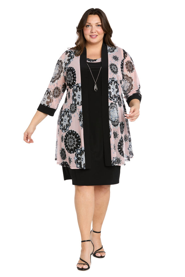Printed Plus Size Dress Short Jacket R&M Richards 1073W