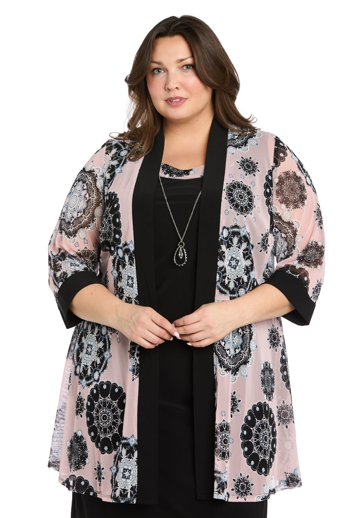 R&M Richards 1073W Printed Jacket Plus Size Short Dress