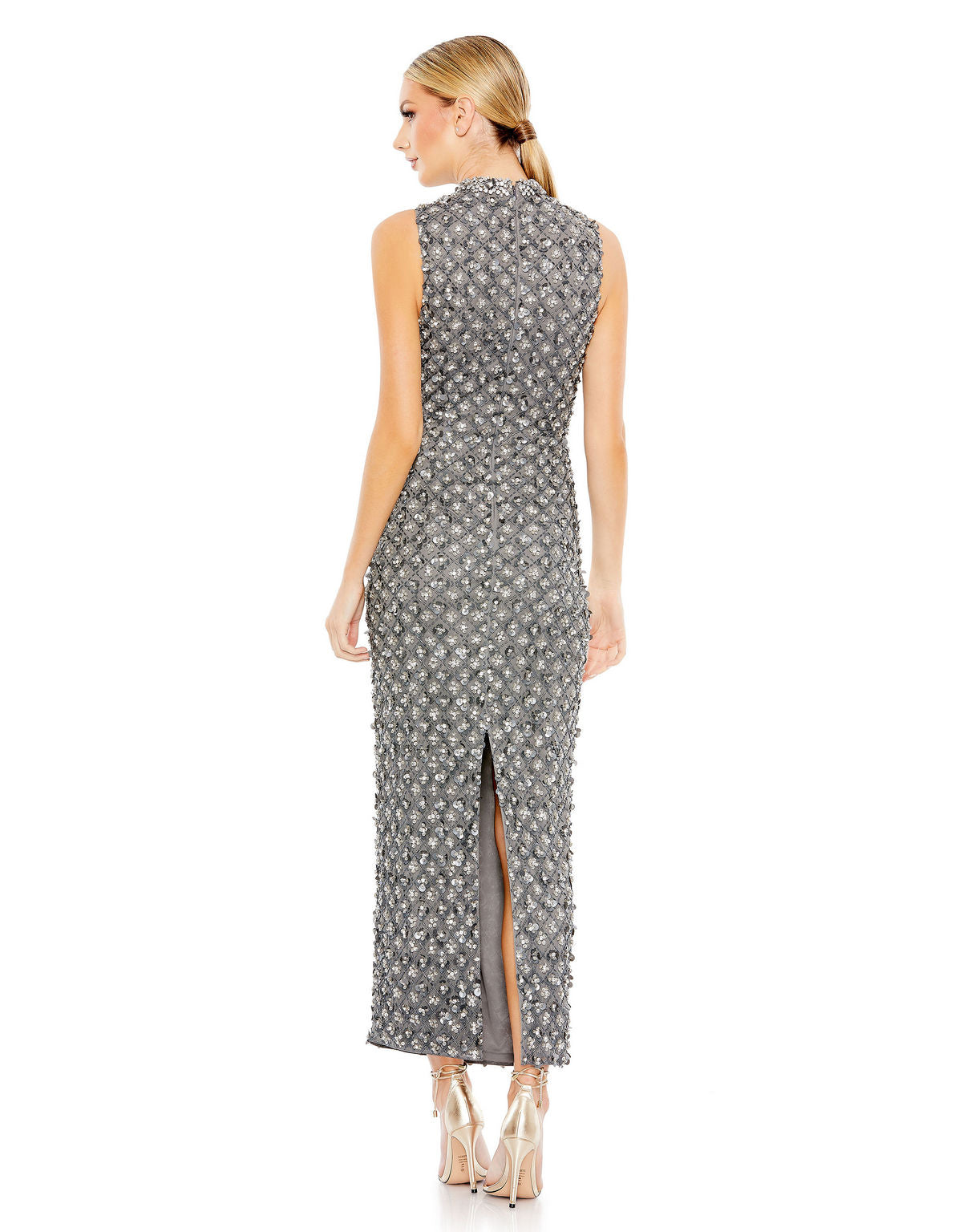 Cocktail Dresses Short Cocktail Fitted Beaded Midi Dress Charcoal