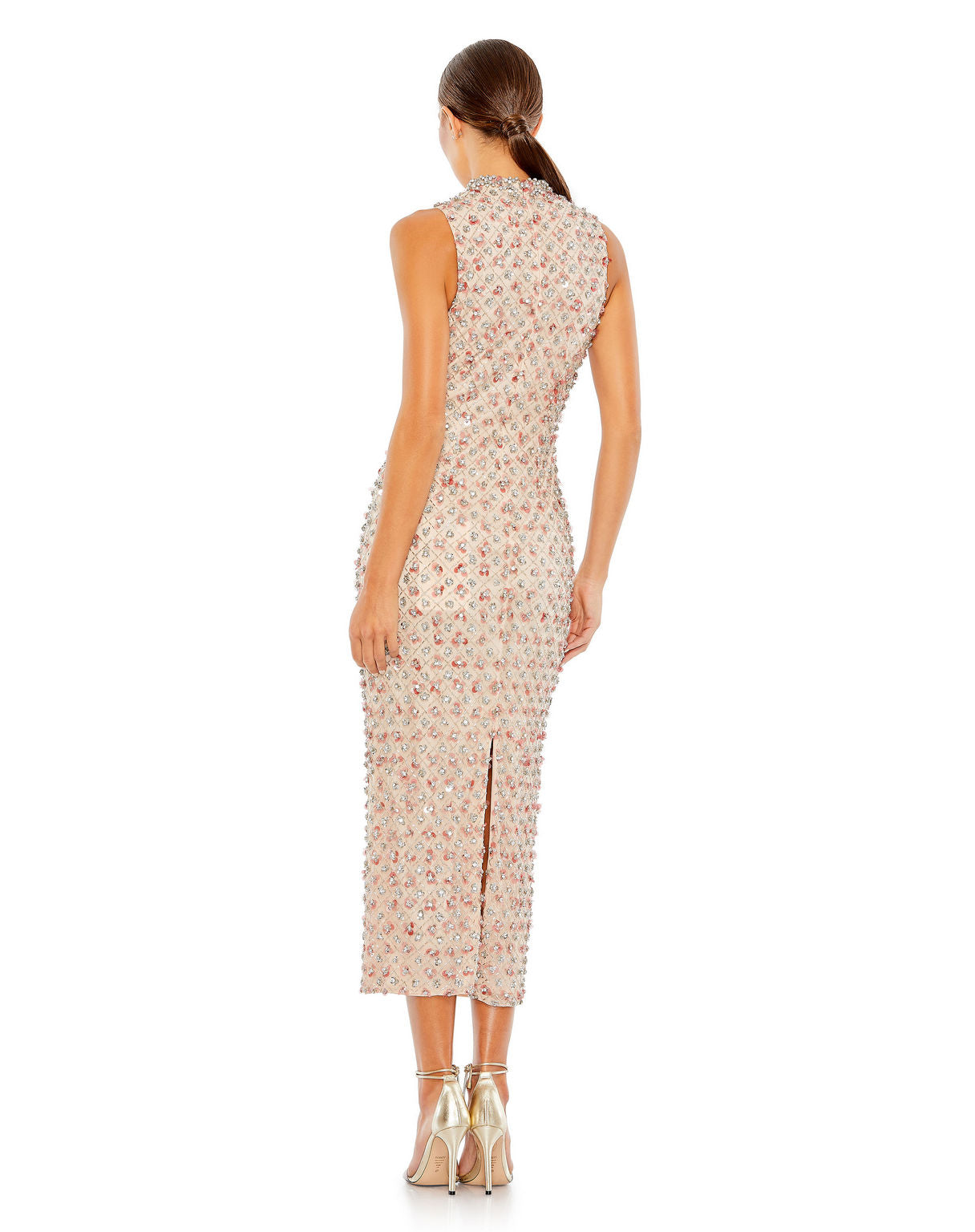 Mac Duggal 10780 Short Cocktail Fitted Beaded Midi Dress