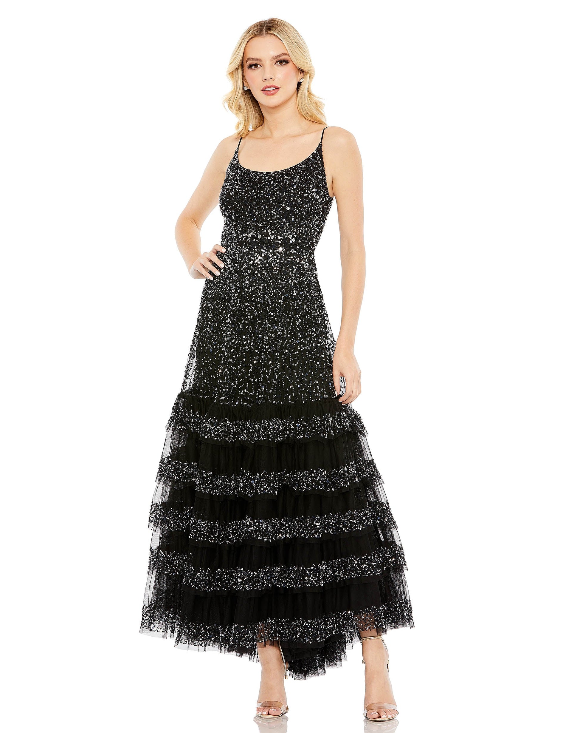 Mac Duggal 10883 Long Formal Sequin Prom Dress