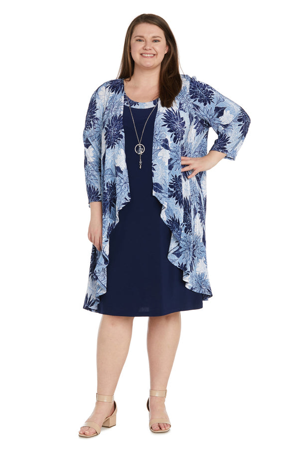 Plus Size Printed Jacket Dress Short R&M Richards 1089W