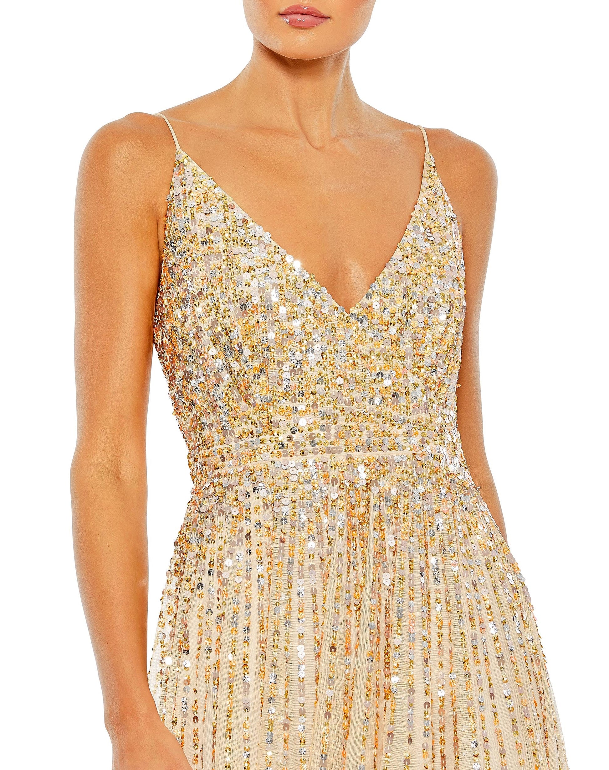 Mac Duggal 10928 Long Spaghetti Strap Prom Dress