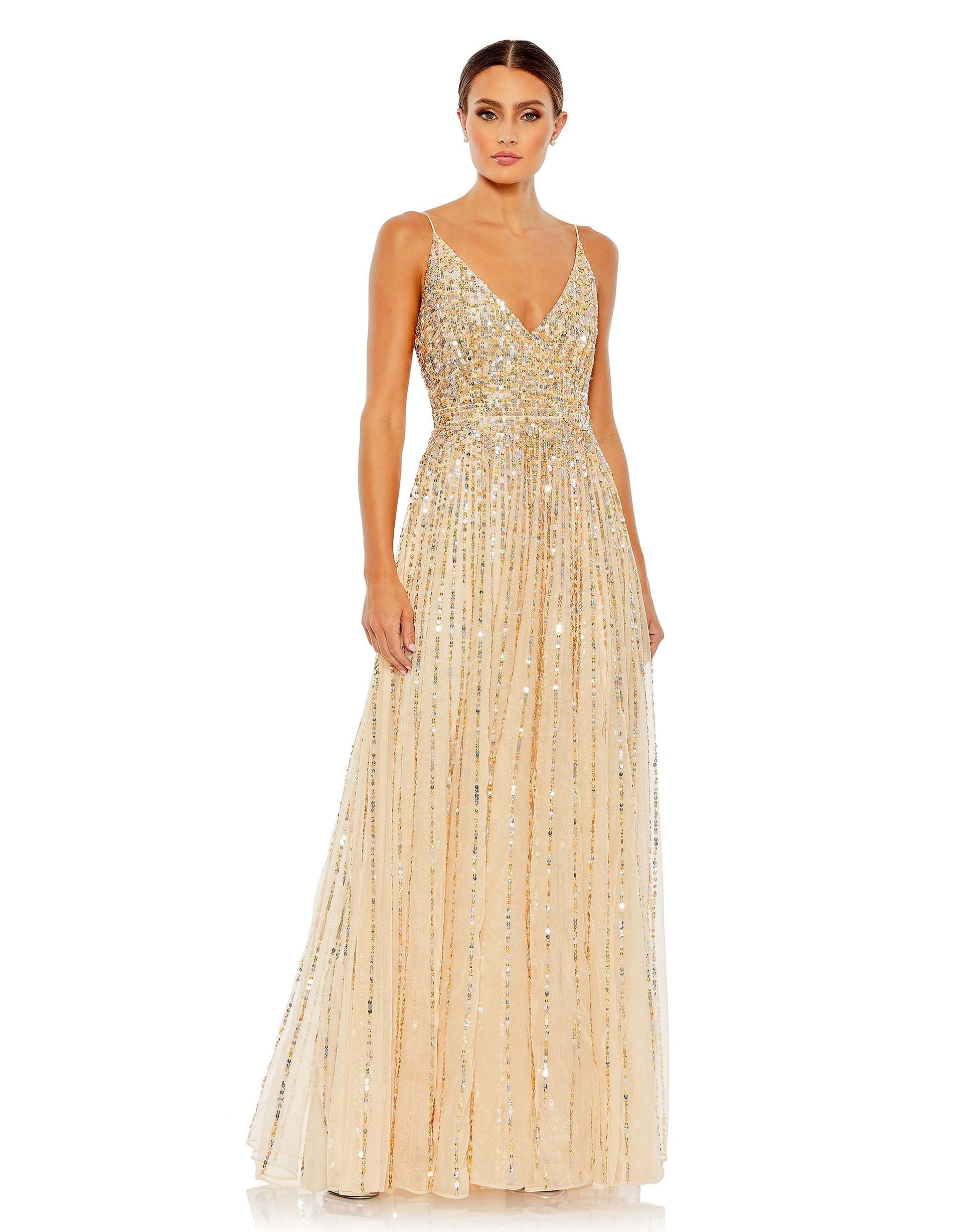 Mac Duggal 10928 Long Spaghetti Strap Prom Dress