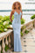 Prom Dresses Long Fitted Formal Beaded Lace Prom Dress Steel Blue