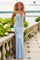 Prom Dresses Long Fitted Formal Beaded Lace Prom Dress Steel Blue