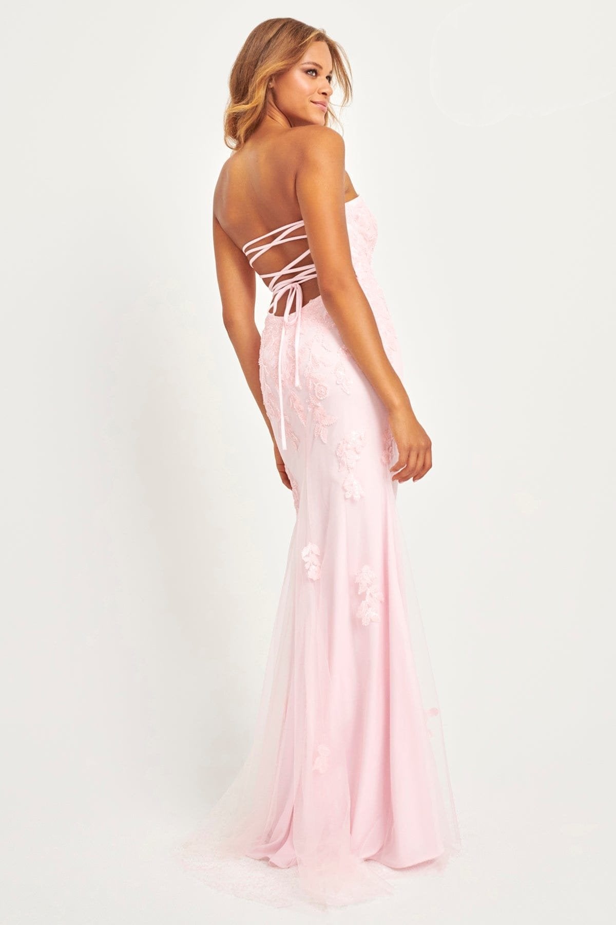 Prom Dresses Prom Beaded Lace Long Formal Mermaid Dress  Light Pink