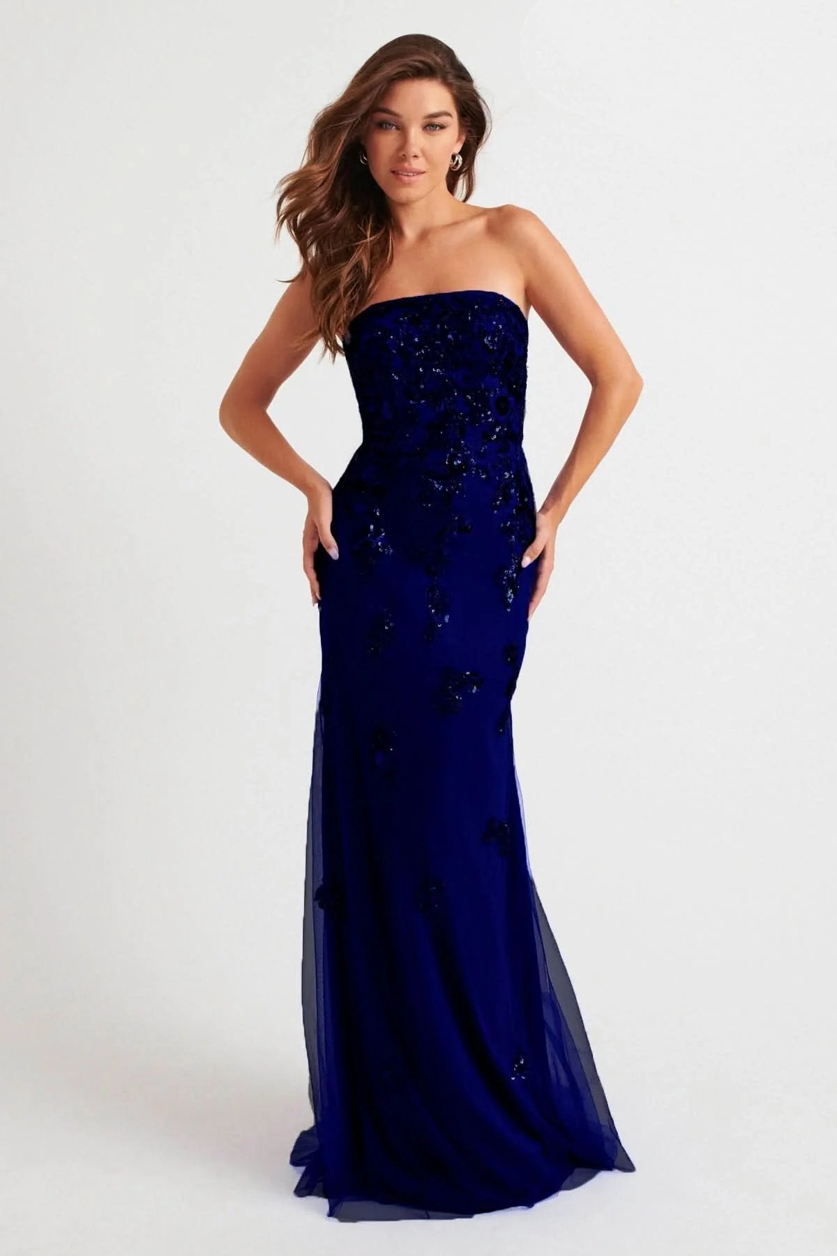 Prom Dresses Prom Beaded Lace Long Formal Mermaid Dress Navy