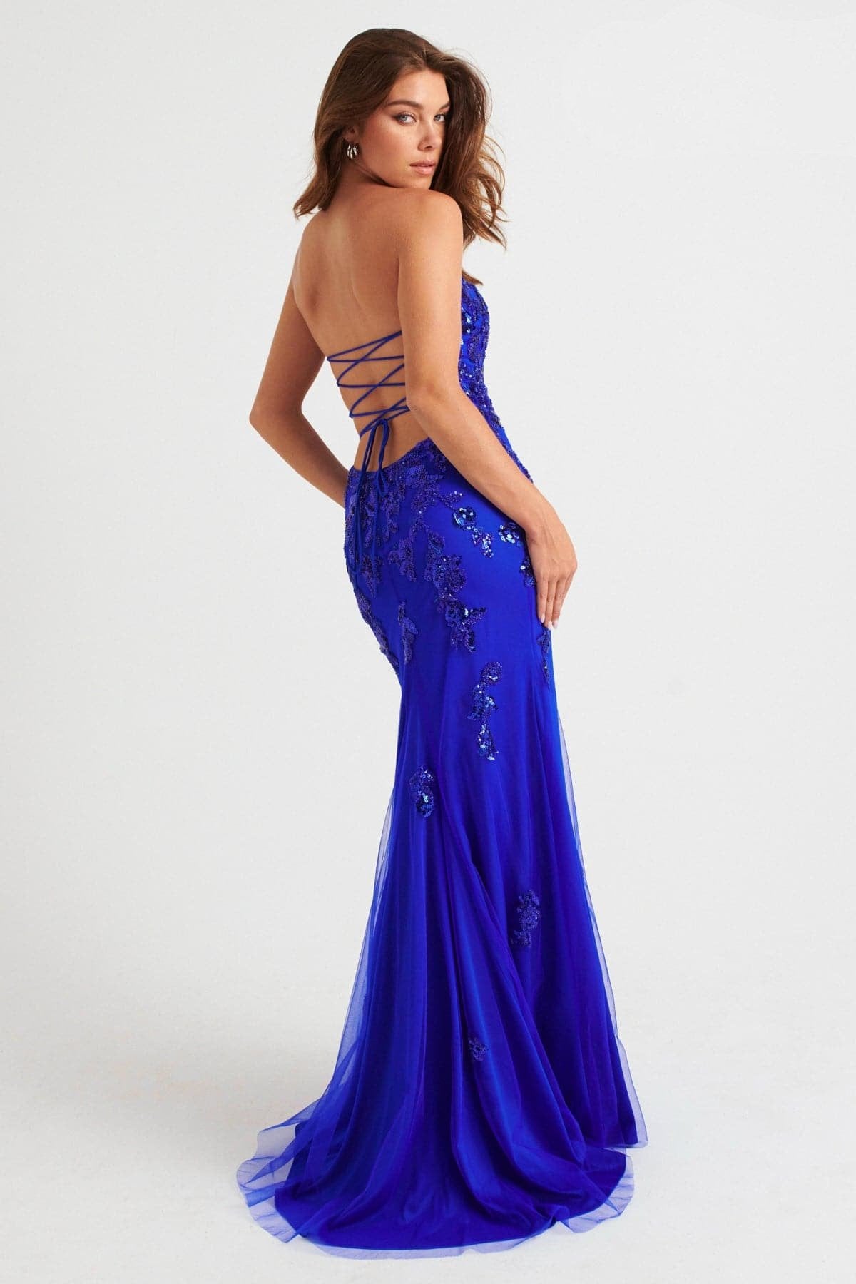 Prom Dresses Prom Beaded Lace Long Formal Mermaid Dress  Royal