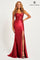 Prom Dresses Long Formal Fitted Slit Corset Prom Dress Wine