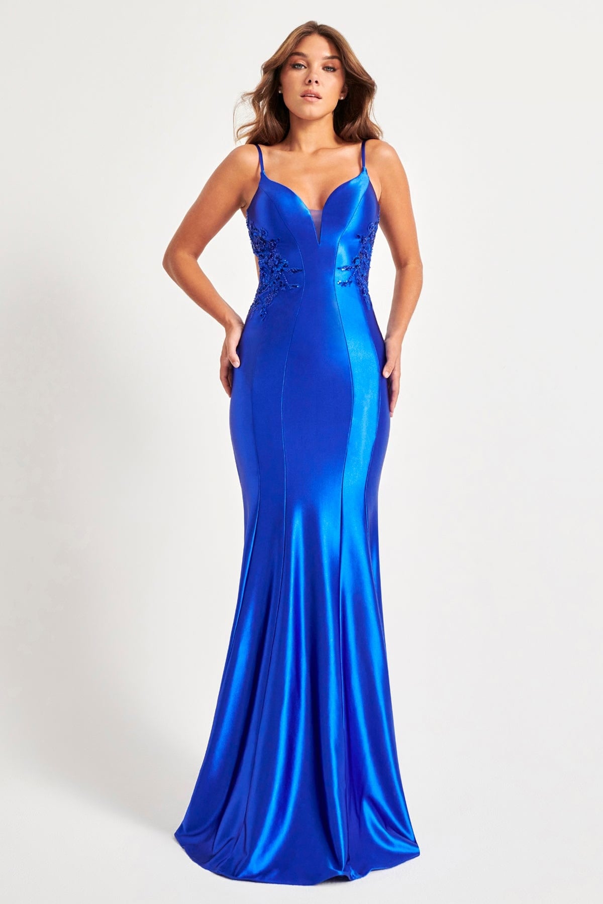 Prom Dresses Long Beaded Lace Formal Evening Prom Dress Royal