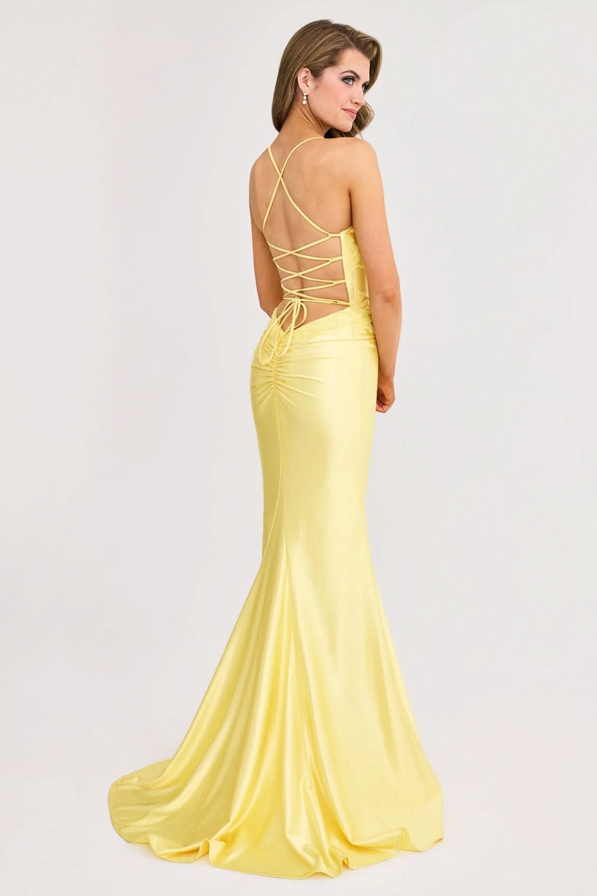 Prom Dresses Long Beaded Formal Prom Dress Light Yellow