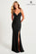 Prom Dresses Fitted Long Formal Beaded Slit Prom Evening Dress Black