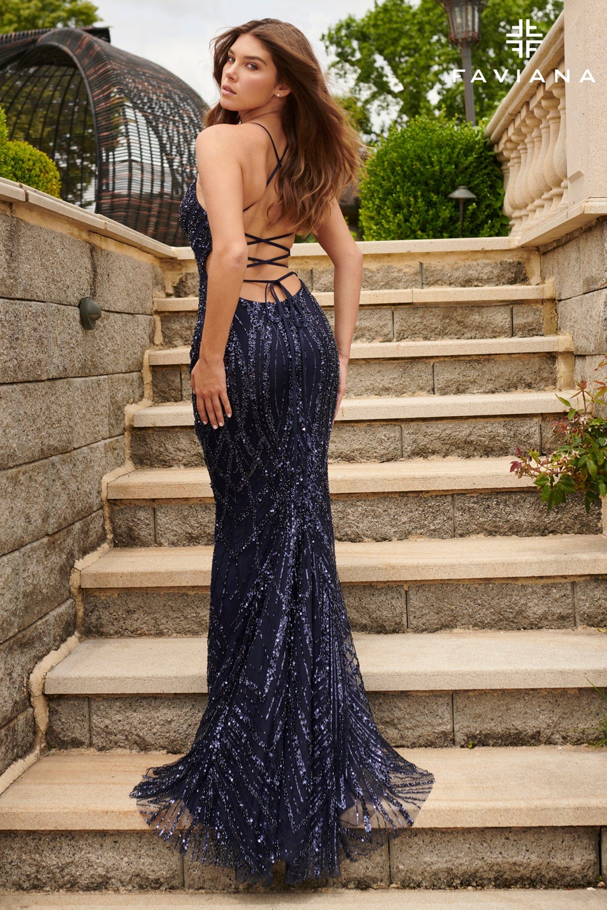 Faviana 11023 Long Mermaid Formal Beaded Prom Dress