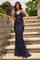 Prom Dresses Long Mermaid Formal Beaded Prom Dress Navy