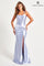 Prom Dresses Long Formal Knot Slit Evening Prom Dress Shimmer Periwinkle