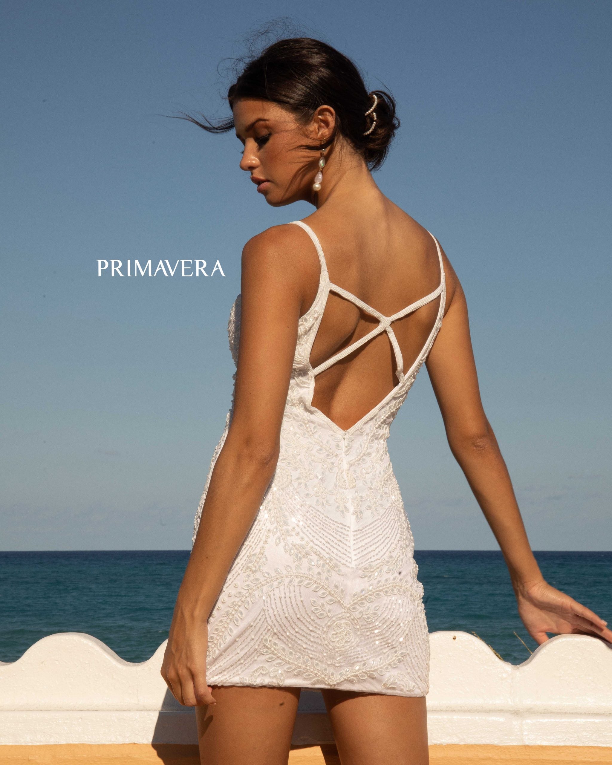 V-Neck Mini Mesh Cocktail Bodycon Dress | Primavera Couture PC11036