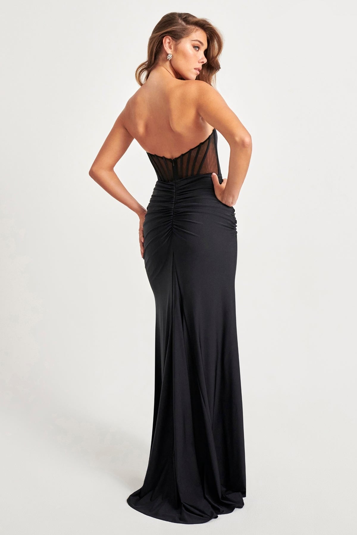 Prom Dresses Long Fitted Formal Evening Corset Prom Dress Black