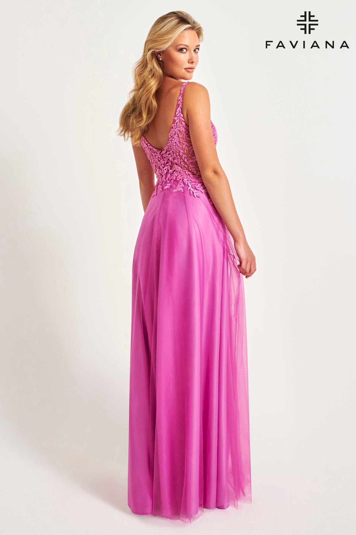 Prom Dresses Long Lace Formal Prom A Line Dress Fuchsia