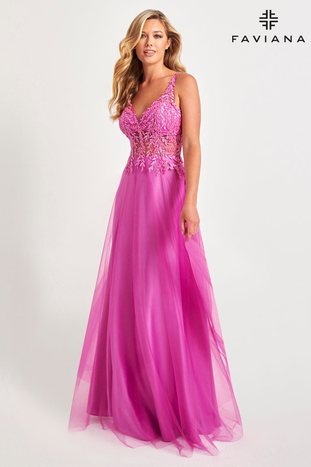 Prom Dresses Long Lace Formal Prom A Line Dress Fuchsia