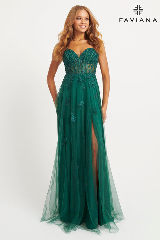 Prom Dresses A Line Beaded Long Formal Lace Prom Dress Forest Green