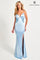 Prom Dresses Fitted Long Formal Slit Beaded Applique Prom Dress Ice Blue