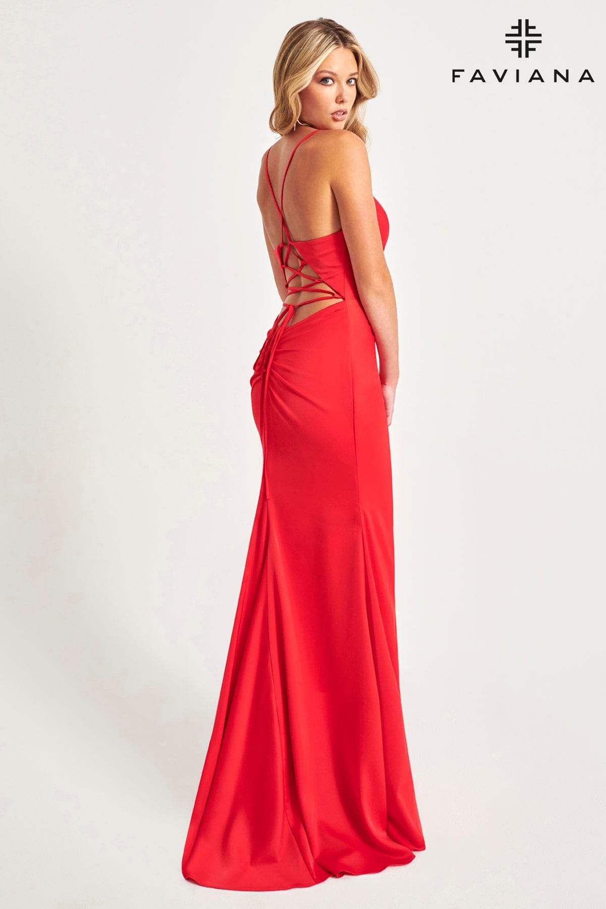 Faviana 11068 Long Formal Pleated Prom Dress