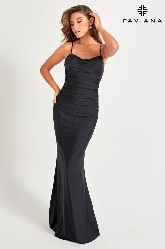 Prom Dresses Long Ruched Prom Formal Dress Black