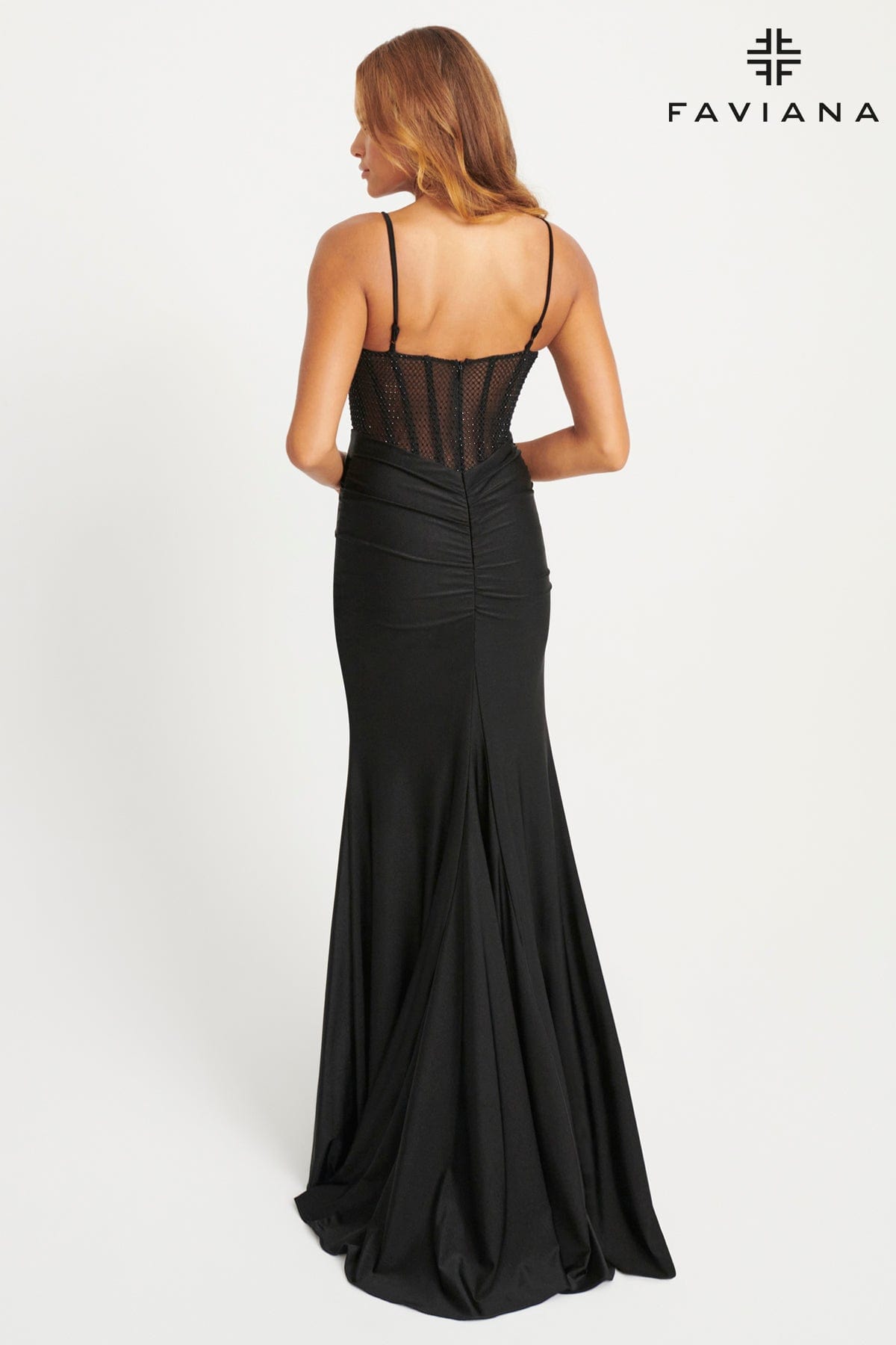 Faviana 11079 Long Formal Ruched Prom Mermaid Dress