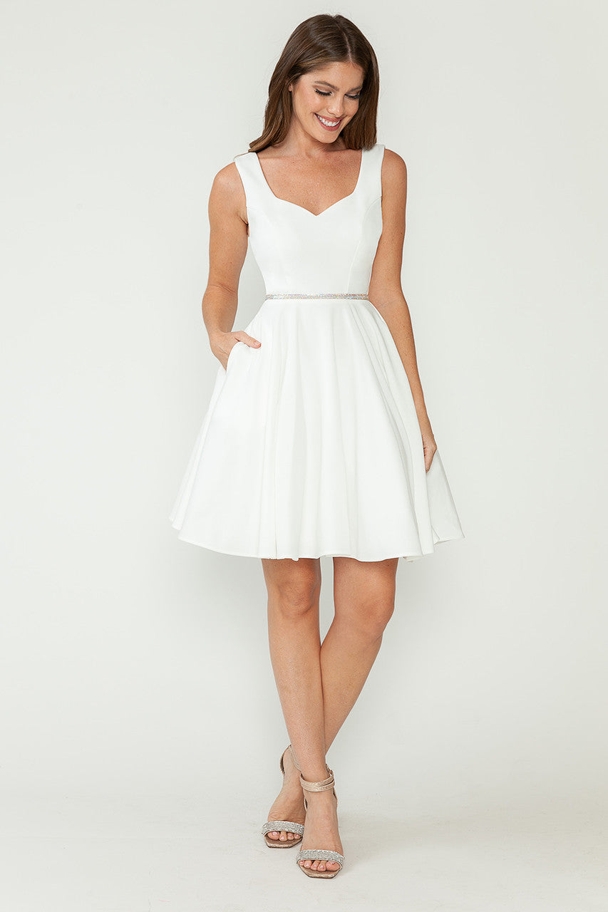 Wedding Dresses Short Mini Wedding A Line Bridal Dress Lenovia 5259 Ivory